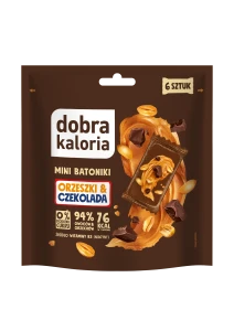 BATONIKI MINI ORZESZKI & CZEKOLADA BEZ DODATKU CUKRU (6 x 18 g) 108 G. - DOBRA KALORIA