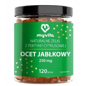 ŻELKI OCET JABŁKOWY 250 mg., 60 SZTUK - NATURALNE ŻELKI Z PEKTYNY CYTRYNOWEJ - MYVITA