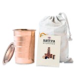 KUBEK MIEDZIANY STRIPED Z POKRYWKĄ 350 ml - SATTVA (AYURVEDA)