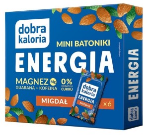 Mini batoniki ENERGIA migdał + magnez, guarana, kofeina (6SZT) 102 G. - KUBARA