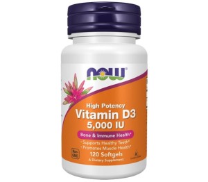 Witamina D3 5000IU -  120 KAPS . - NOW FOODS