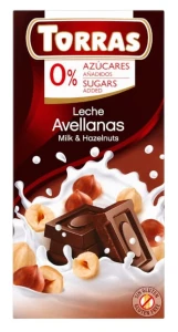 CZEKOLADA MLECZNA Z ORZECHAMI BEZ DODATKU CUKRU BEZGLUTENOWA 75 g - TORRAS