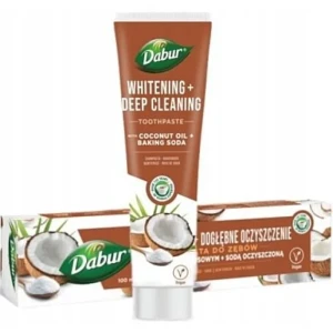 PASTA DO ZĘBÓW WYBIELAJĄCA Z OLEJEM KOKOSOWYM I SODĄ OCZYSZCZONĄ BEZ FLUORU 100 ml. - DABUR