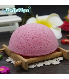 GĄBKA KONJAC DO TWARZY KLASYCZNA - RÓŻANA 6,3 - 8 CM ŚREDNICY . - BEBEVISA