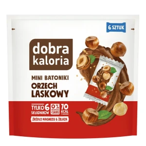 DOBRA KALORIA MINI BATONIKI O SMAKU ORZECH LASKOWY 6 x 18 G. - KUBARA