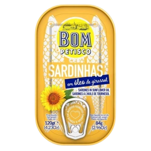 SARDYNKI PORTUGALSKIE W OLEJU SŁONECZNIKOWYM 120 G. - BOM PETISCO
