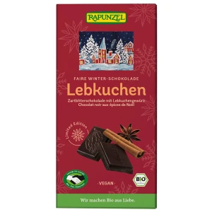 CZEKOLADA GORZKA Z PRZYPRAWĄ DO PIERNIKA BIO  80 g - RAPUNZEL